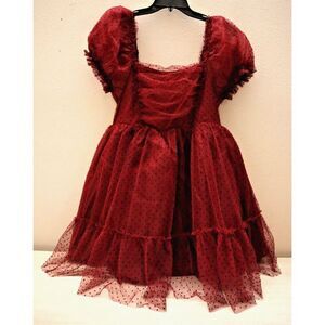 Mia Joy Joyfolie Women's Sz XS Burgundy Dot Perla Short Babydoll Dress